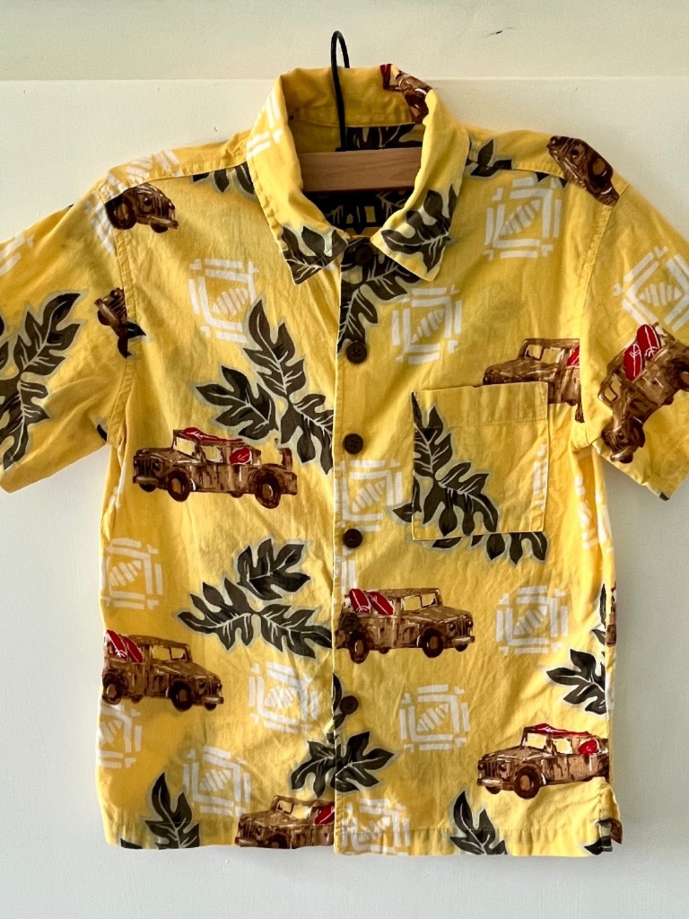 Cherokee Brand Boy's Button Down Yellow Hawaiian Shirt